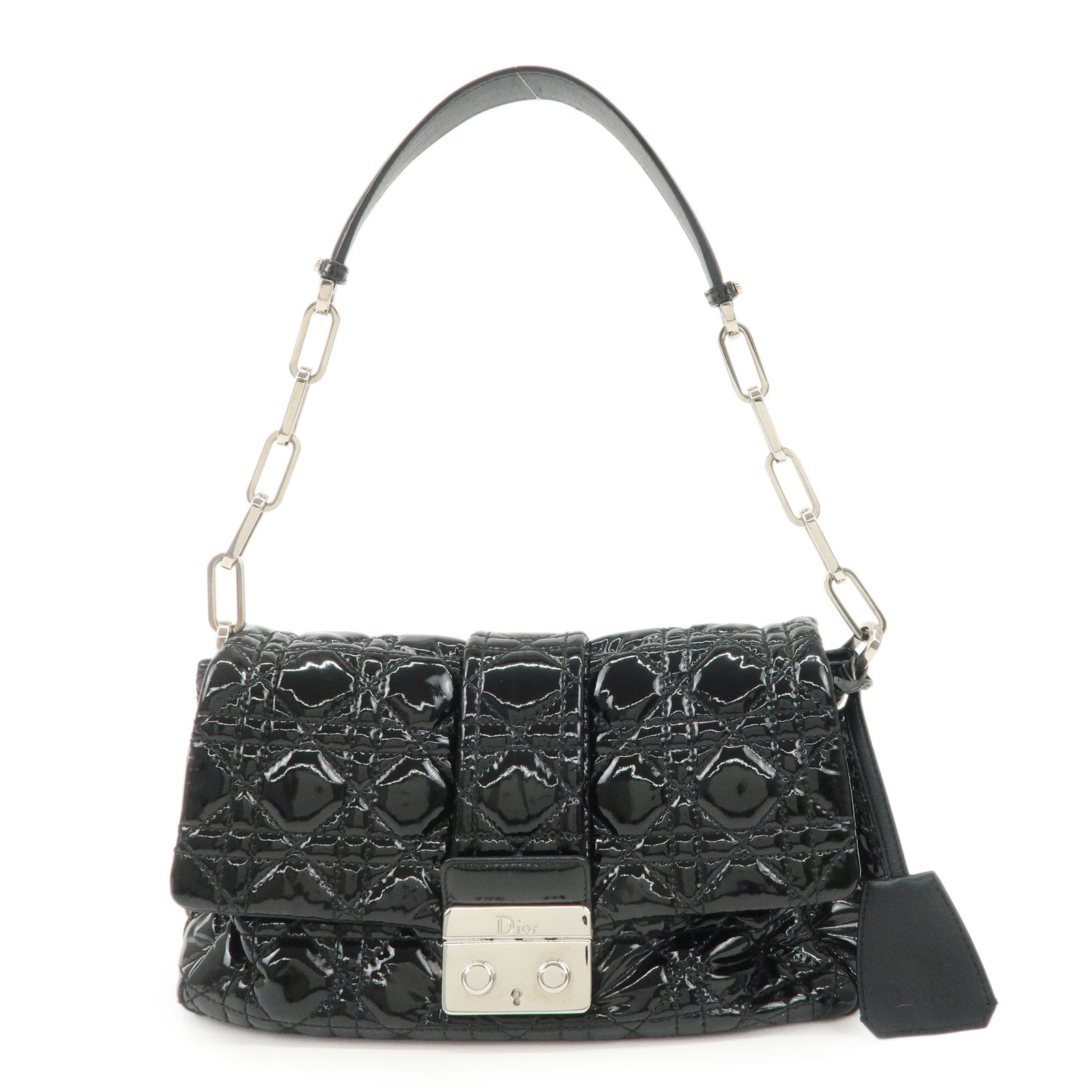 Christian-Dior-New-Lock-Cannage-Patent-Leather-Chain-Shoulder-Bag