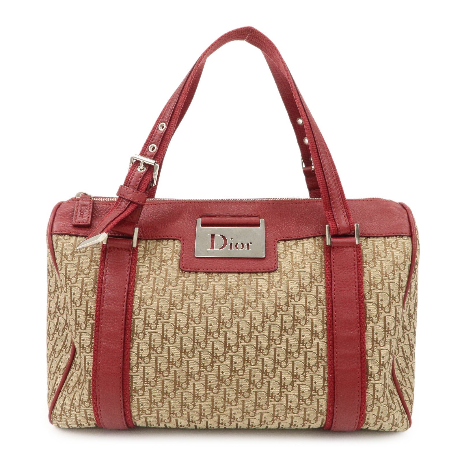 Christian-Dior-Street-Chic-Trotter-Canvas--Leather-Boston-Bag