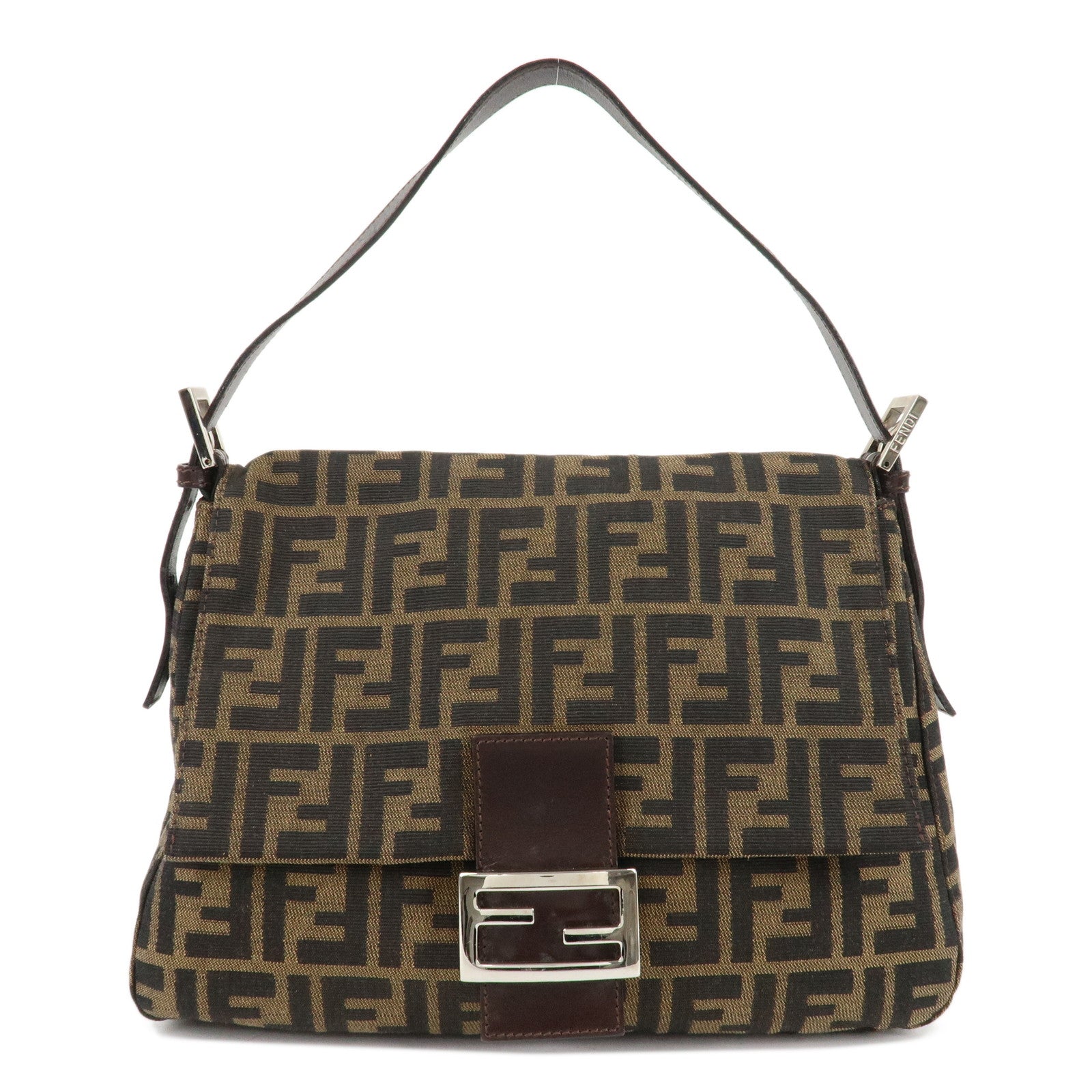 FENDI-Zucca-Mamma-Baguette-Vinyl-Leather-Shoulder-Bag-26325