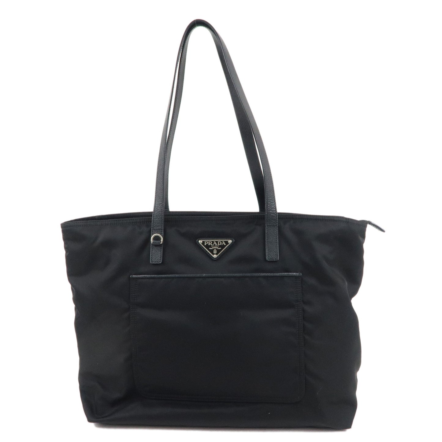 PRADA Logo Nylon Leather Tote Bag NERO Black 1BG052