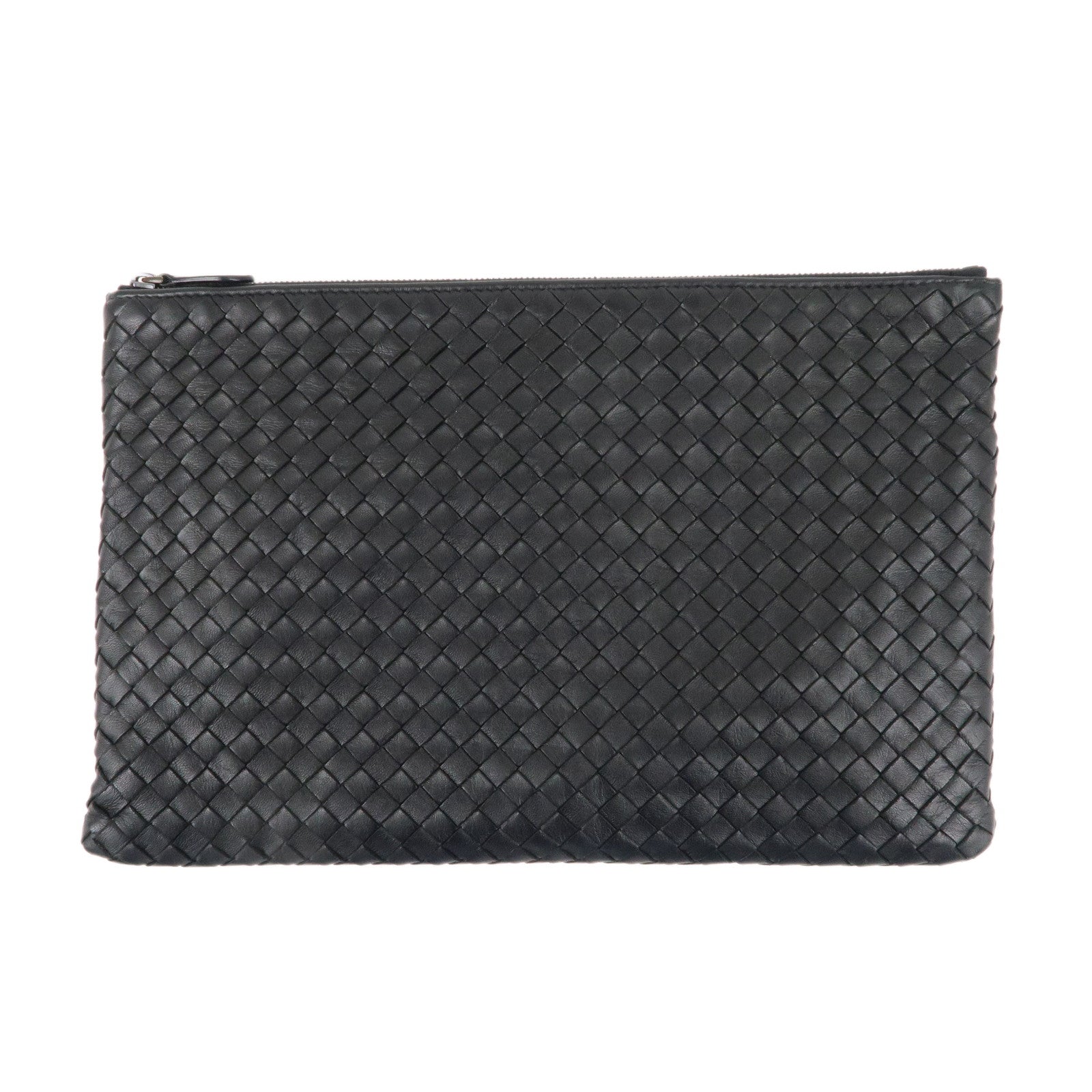 BOTTEGA VENETA Intrecciato Leather Clutch Bag Black 522250