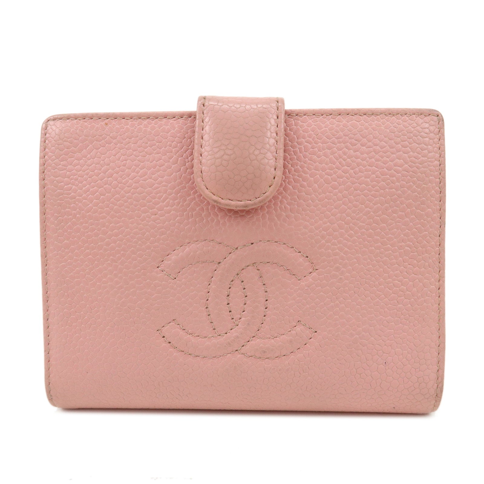 CHANEL-Caviar-Skin-Coco-Mark-Bi-fold-Small-Wallet-Pink-A13497