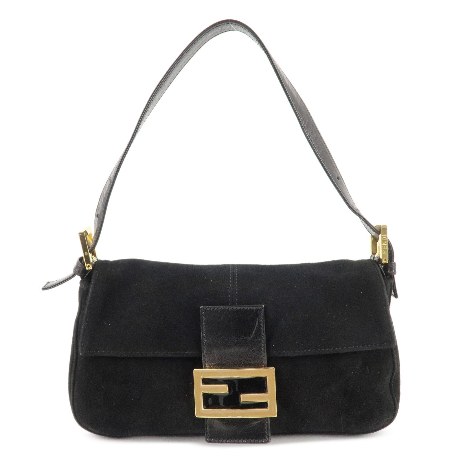 FENDI-Mamma-Bucket-Suede-Leather-Shoulder-Bag-Black-26424