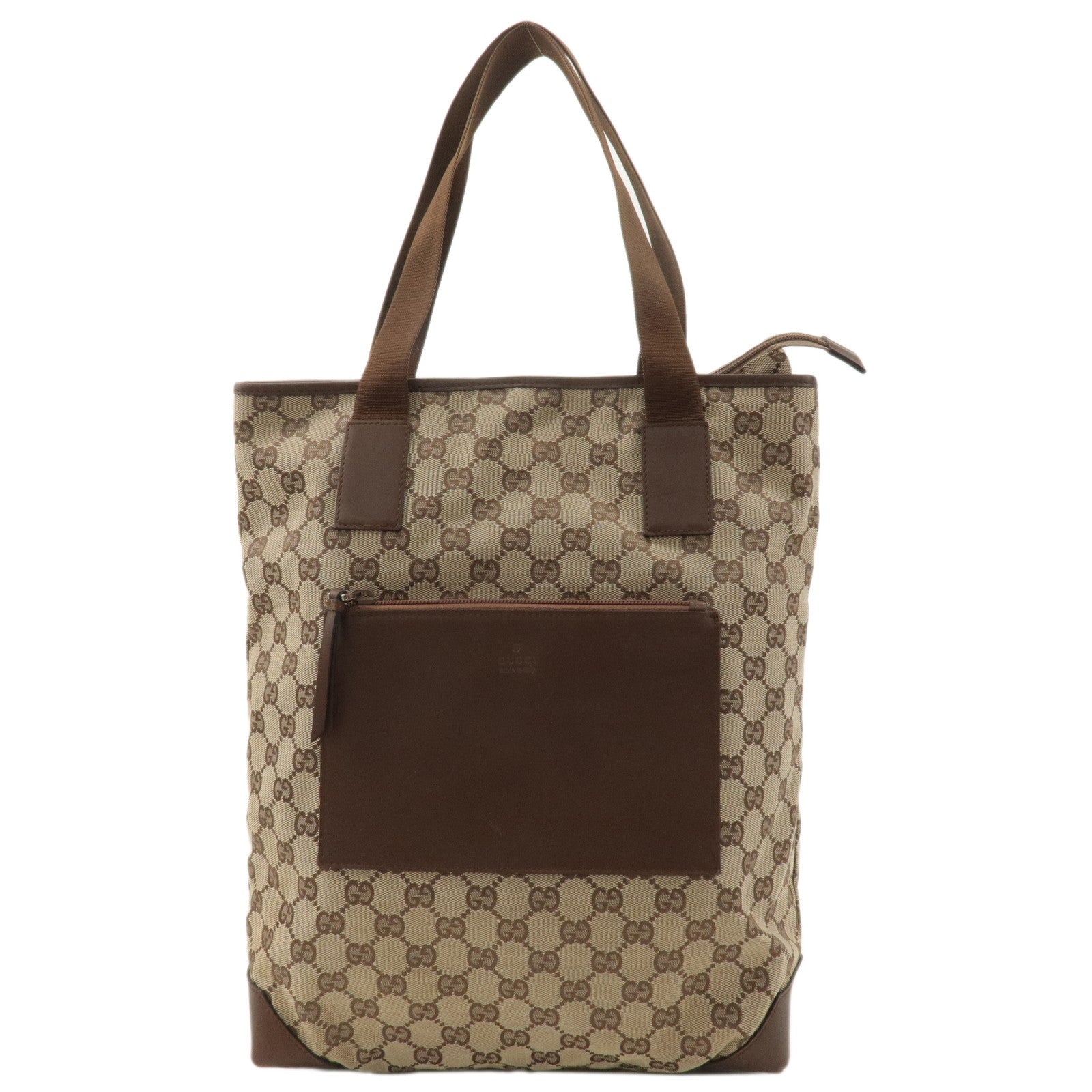 GUCCI-GG-Canvas-Leather-Tote-Bag-Hand-Bag-Beige-Brown-28892