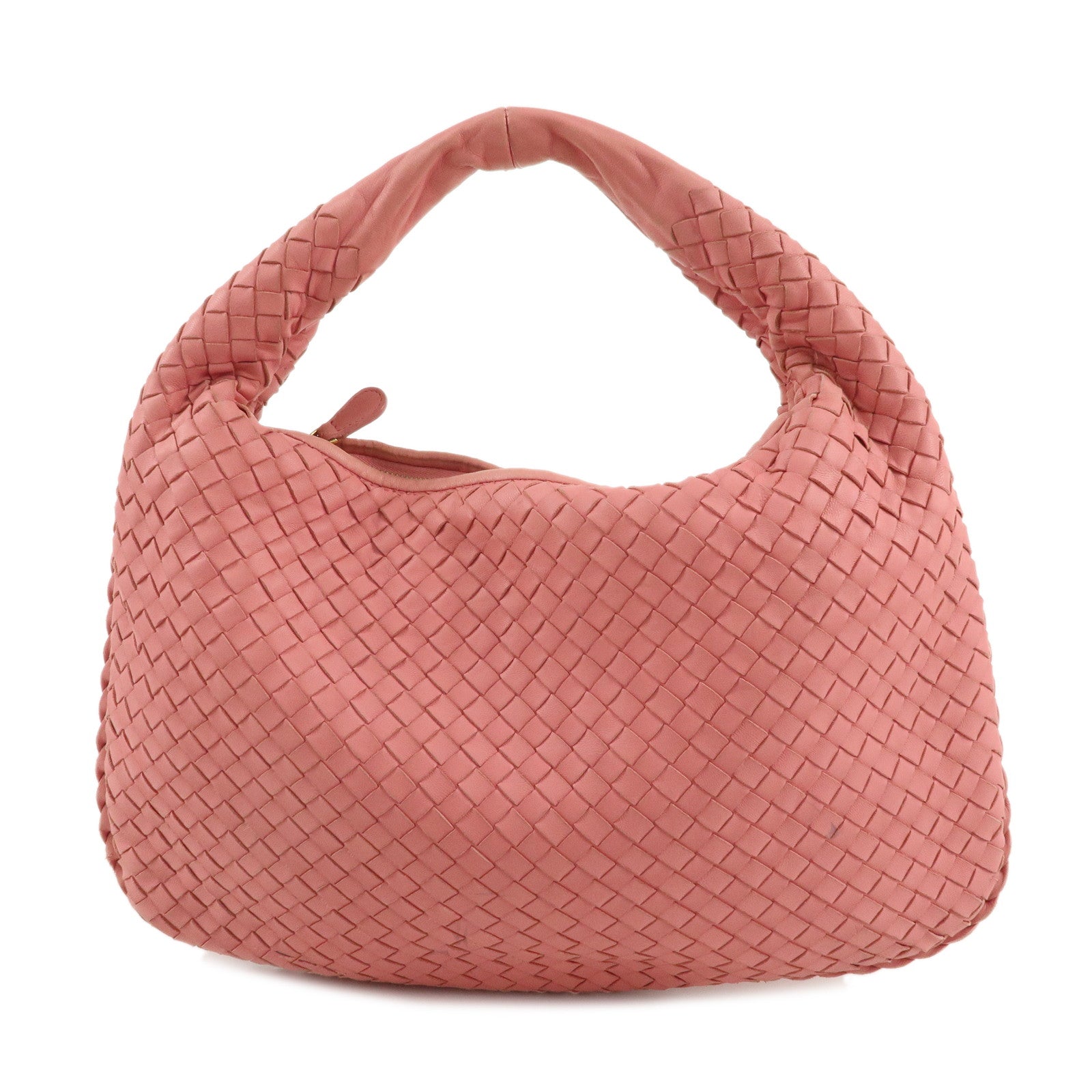 BOTTEGA VENETA Hobo Intrecciato Leather Shoulder Bag Pink 115653