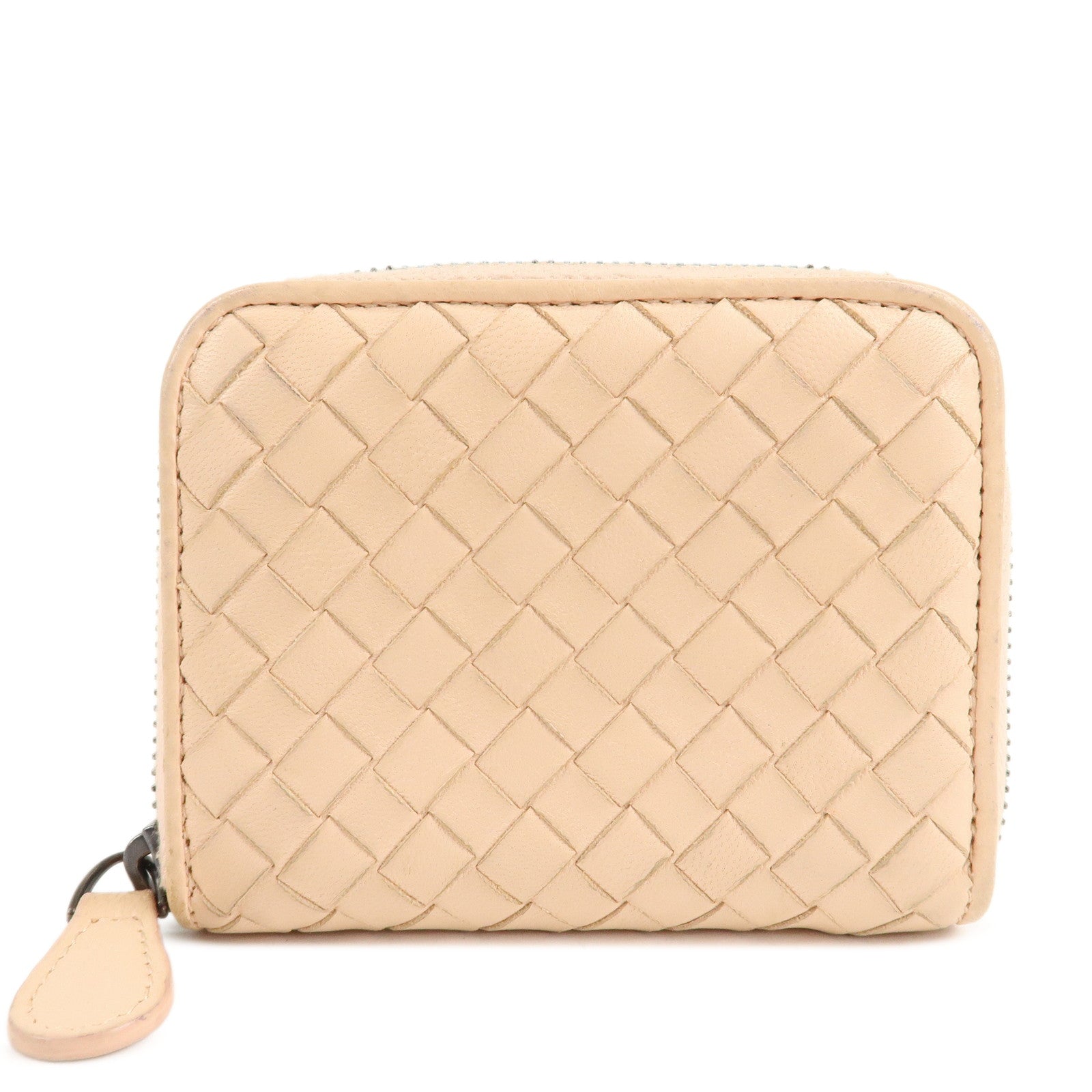 BOTTEGA VENETA Intrecciato Leather Round Zipper Coin Case Used
