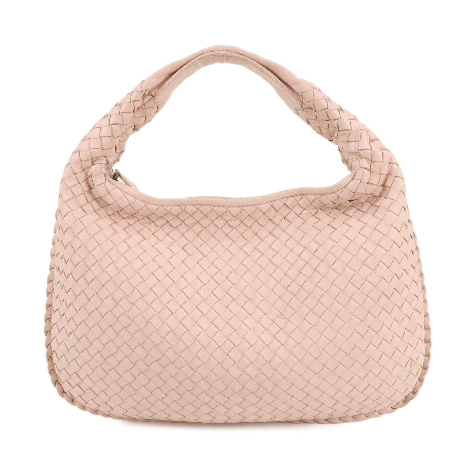 BOTTEGA-VENETA-Intrecciato-Leather-Shoulder-Bag-Pink-115653