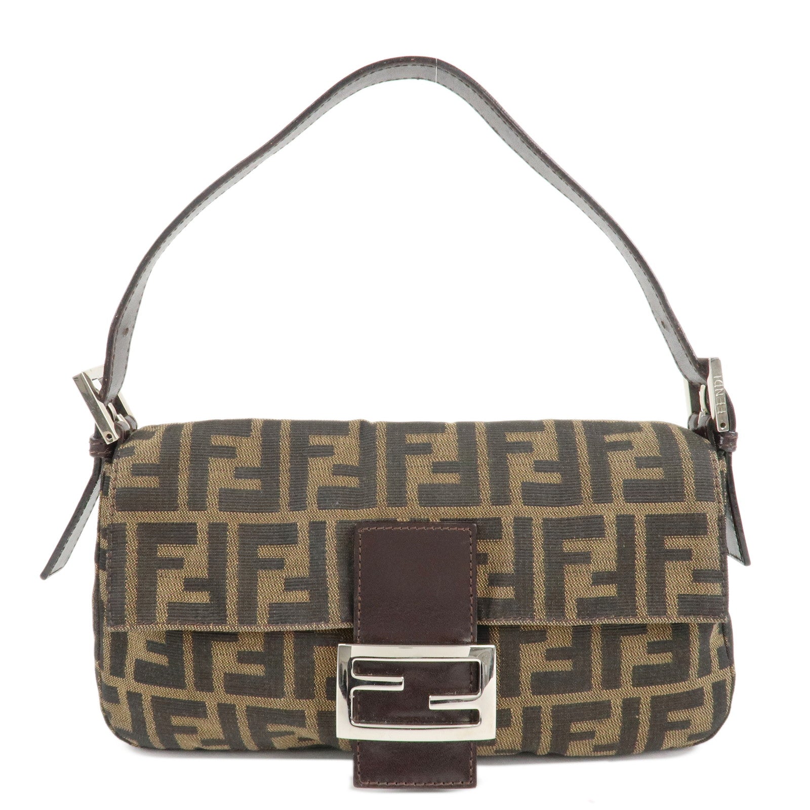 FENDI-Zucca-Mamma-Baguette-Canvas-Shoulder-Bag-Brown-Black-26424