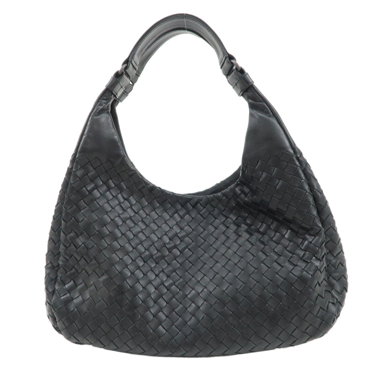 BOTTEGA-VENETA-Intrecciato-Leather-Shoulder-Bag-Black-125787