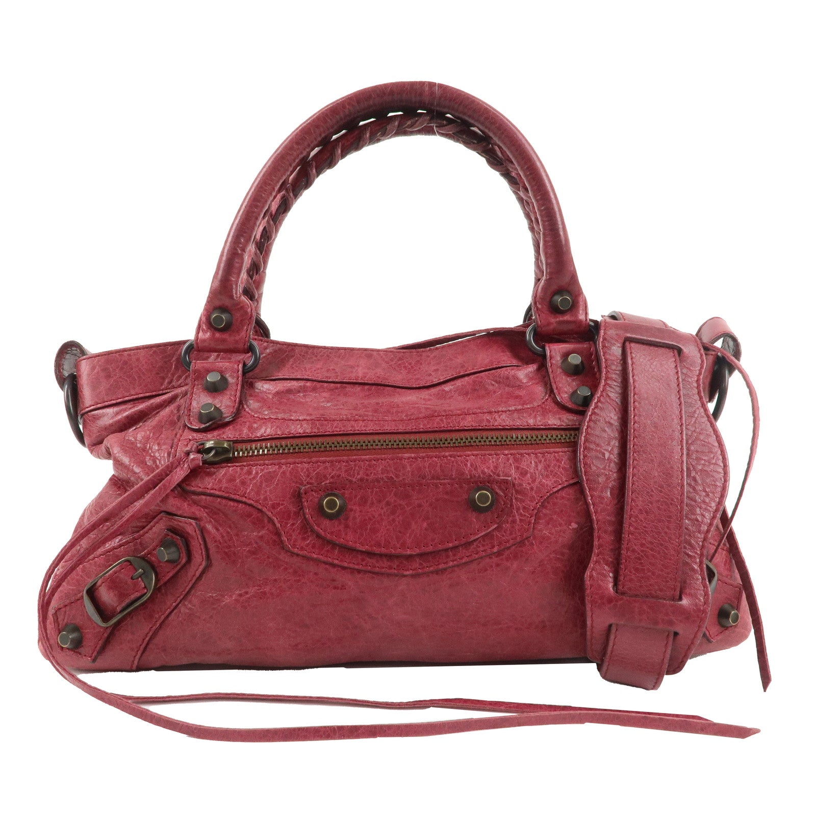 BALENCIAGA-The-First-Leather-2Way-Bag-Hand-Bag-Bordeaux-103208