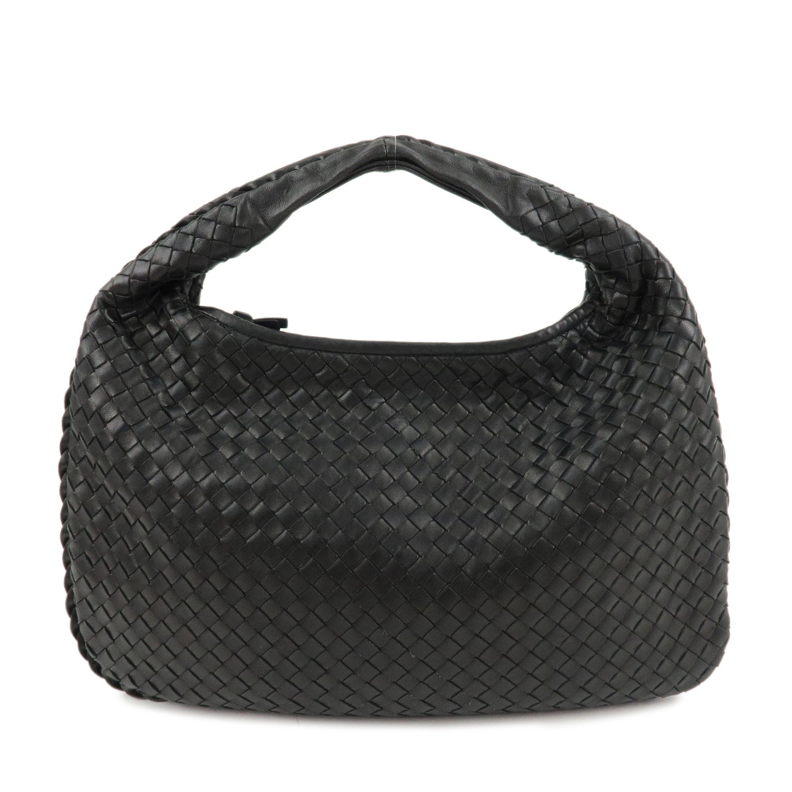 BOTTEGA-VENETA-Hobo-Intrecciato-Leather-Shoulder-Bag-Black-115653