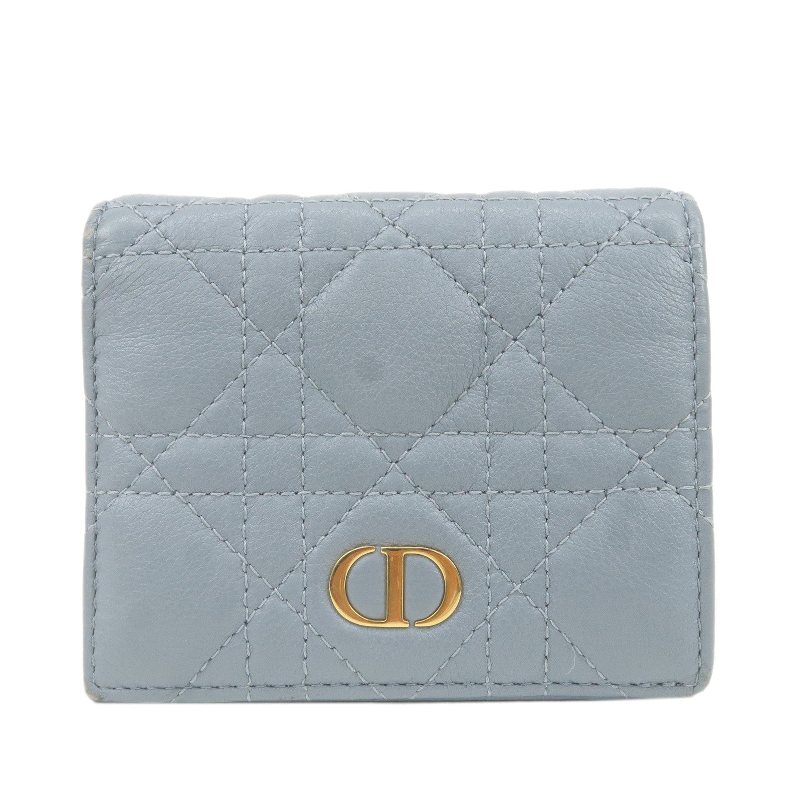 Christian-Dior-Cannage-Calf-Skin-Leather-Caro-Compact-Wallet