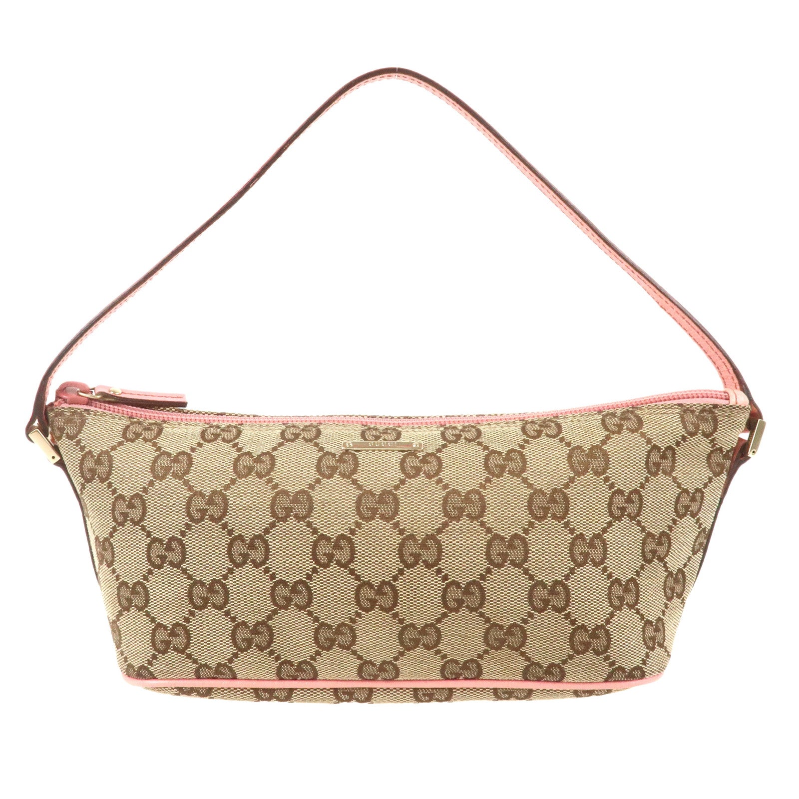 GUCCI-GG-Canvas-Leather-Pouch-Beige-Pink-7198