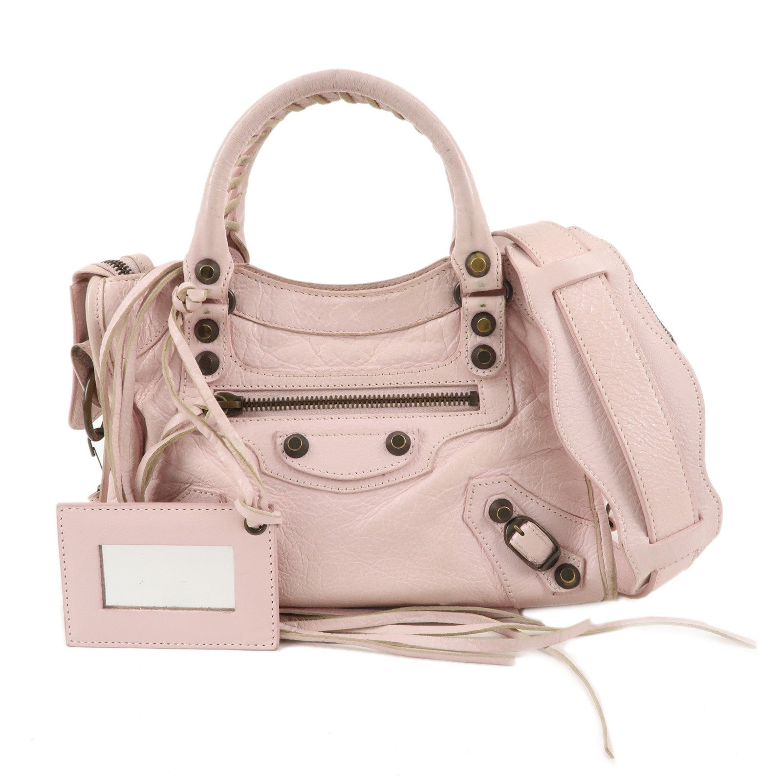 BALENCIAGA Leather Classic Mini City 2Way Bag Light Pink 300295