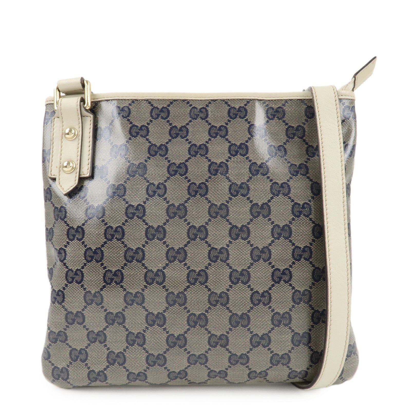 GUCCI-Crystal-GG-Canvas-Leather-Shoulder-Bag-*Outlet-257246