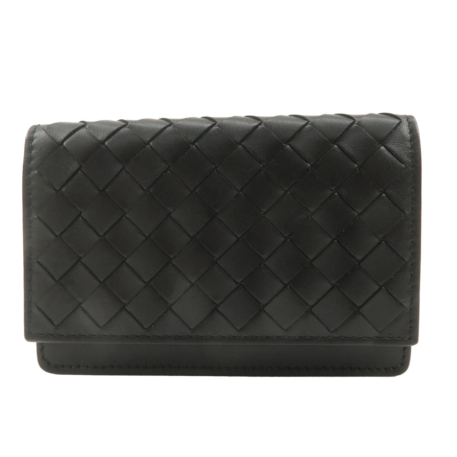 BOTTEGA VENETA Intrecciato Leather Card Case Black