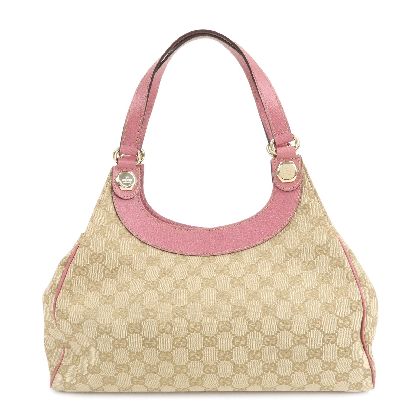 GUCCI-GG-Canvas-Leather-Shoulder-Bag-Hand-Bag-Pink-154982