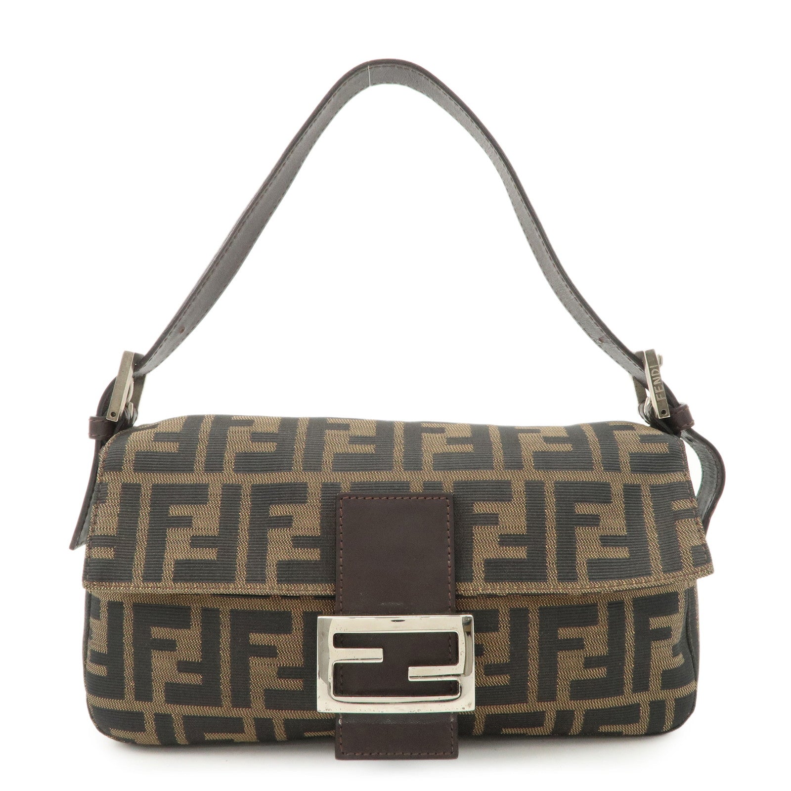 FENDI-Zucca-Mamma-Baguette-Canvas-Shoulder-Bag-Brown-Black-26424