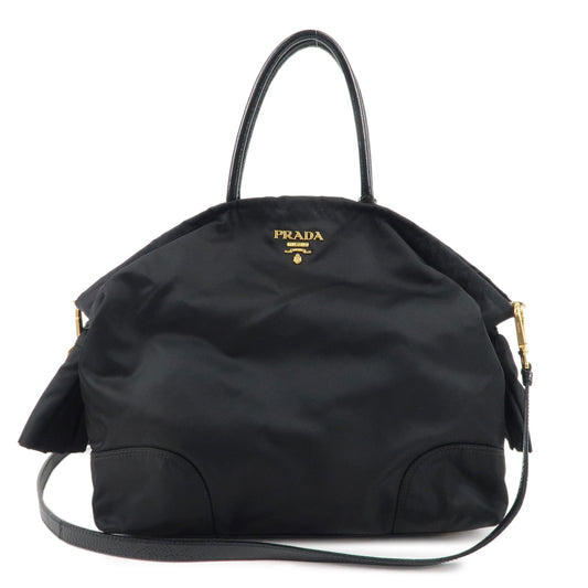 PRADA-Nylon-Patent-Leather-Tassel-2WAY-Tote-Shoulder-Bag-Black