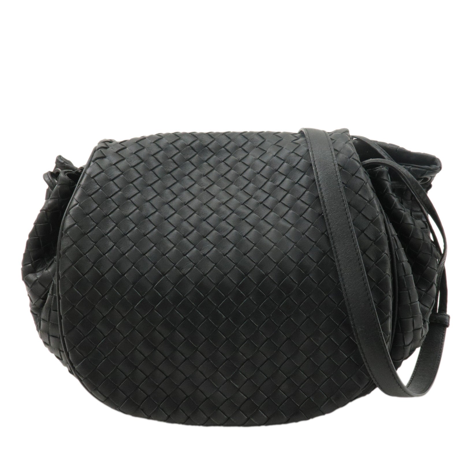 BOTTEGA VENETA Intrecciato Leather Shoulder Bag Black