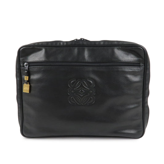 LOEWE-Anagram-Leather-Clutch-Bag-Second-Bag-Black