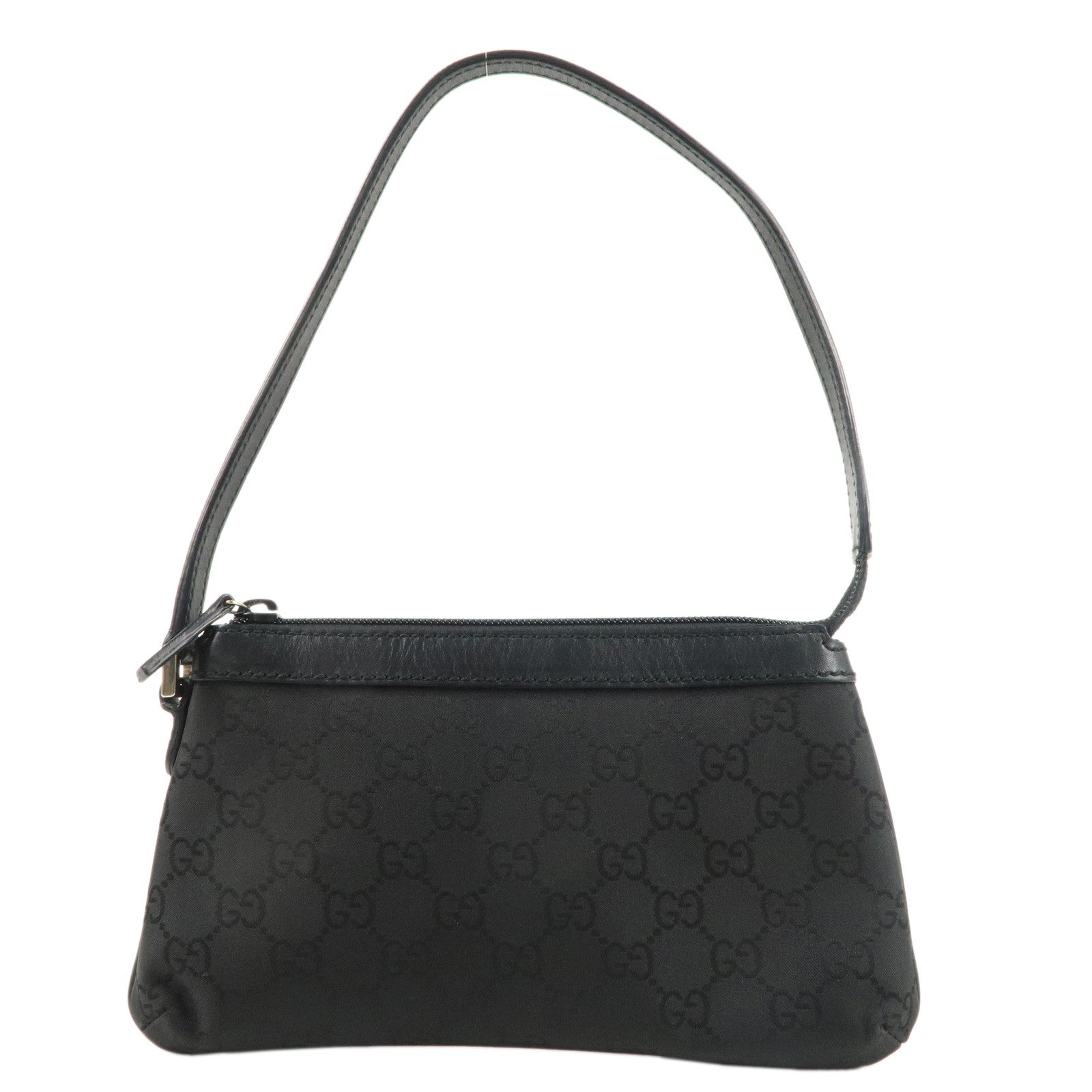 GUCCI GG Nylon Leather Small Shoulder Bag Pouch Black 272381