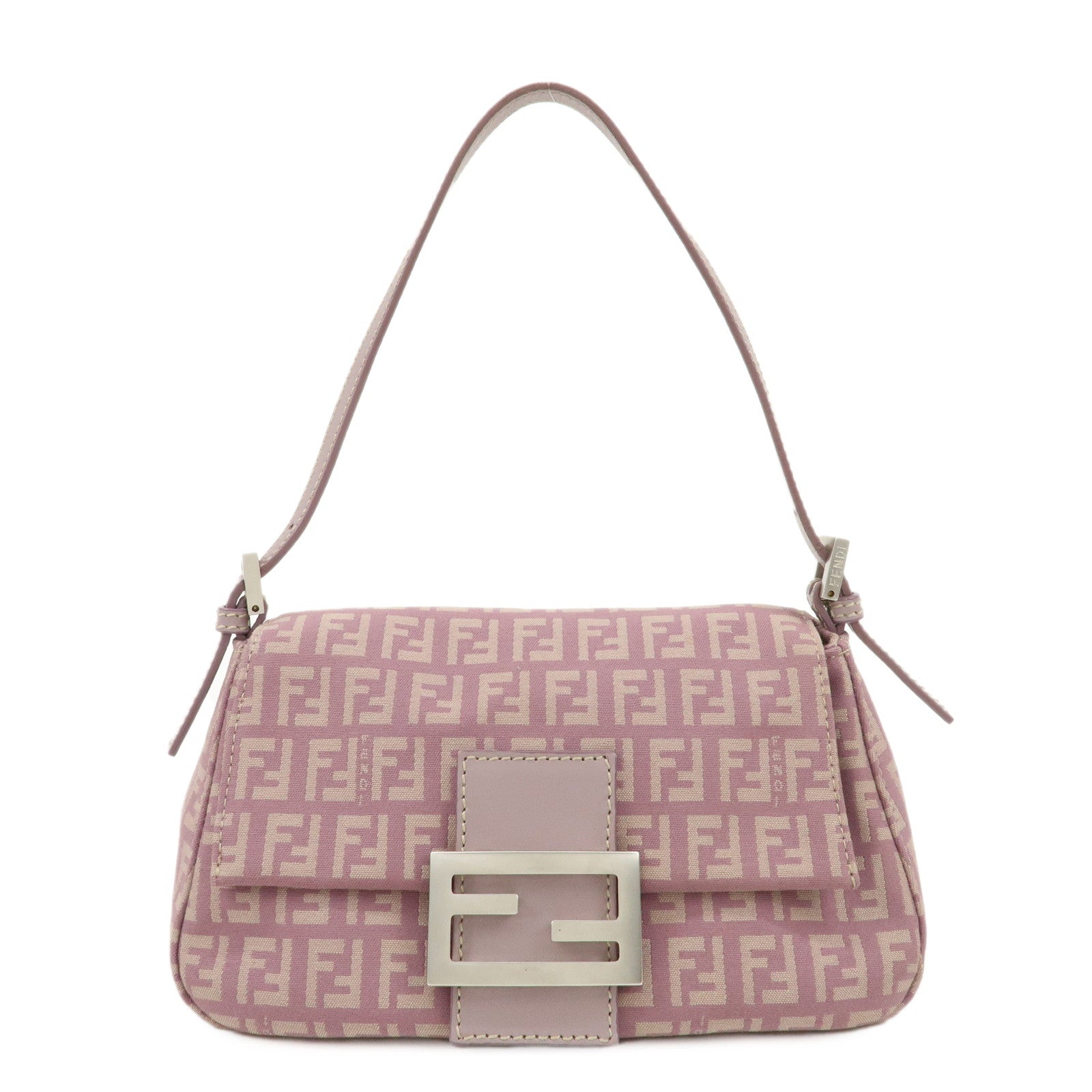 FENDI-Zucchino-Canvas-Leather-Mini-Mamma-Baguette-Purple-8BR180