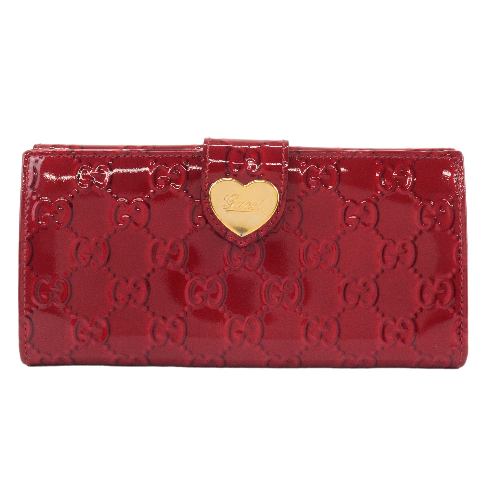 GUCCI-Lovely-Heart-PVC-Bi-fold-Long-Wallet-Red-203550