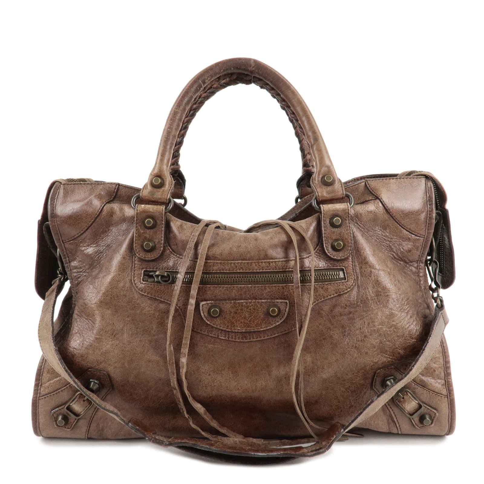 BALENCIAGA-The-City-Leather-2Way-Hand-Bag-Brown-115748