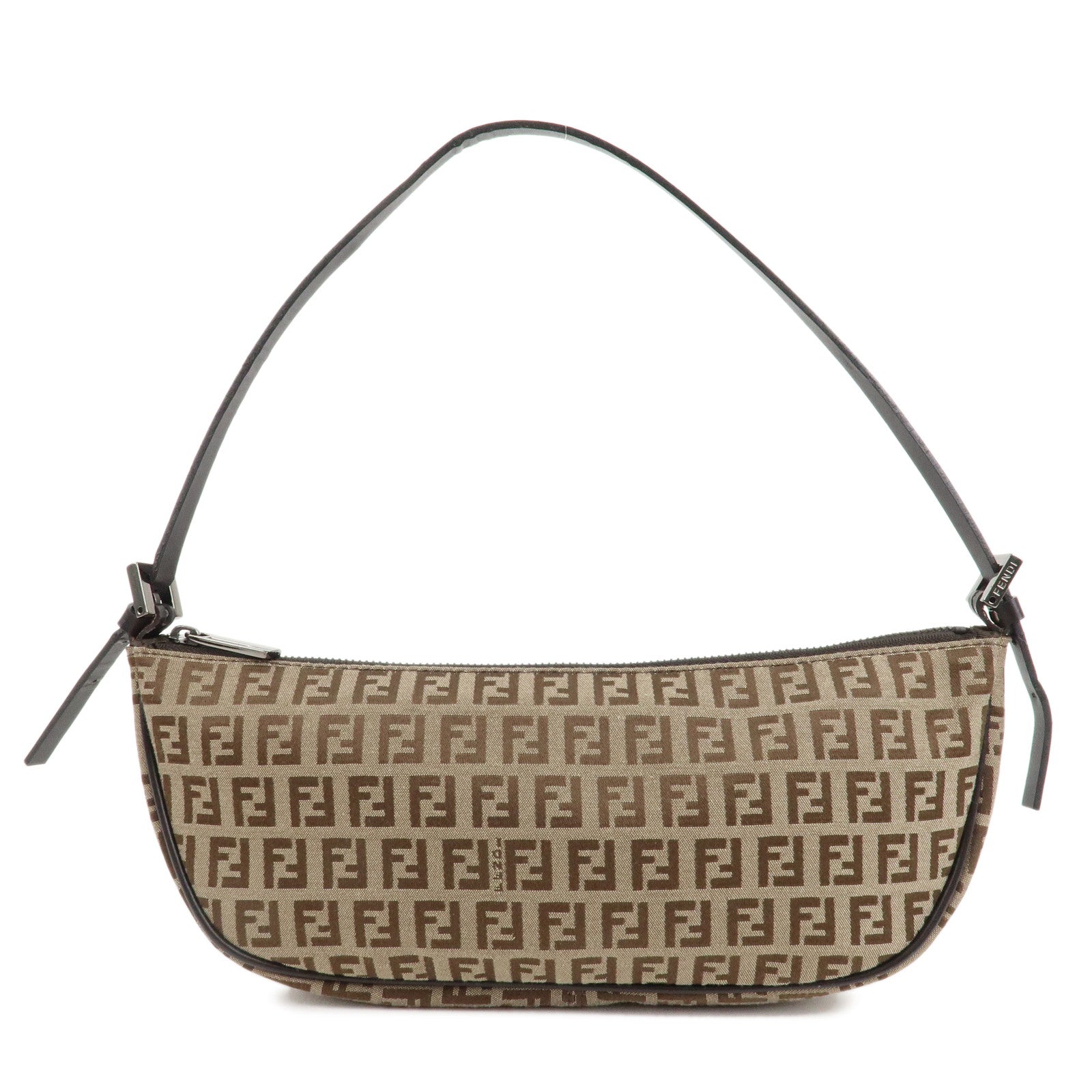 FENDI-Zucchino-Canvas-Leather-Shoulder-Bag-Beige-Brown-8BR144