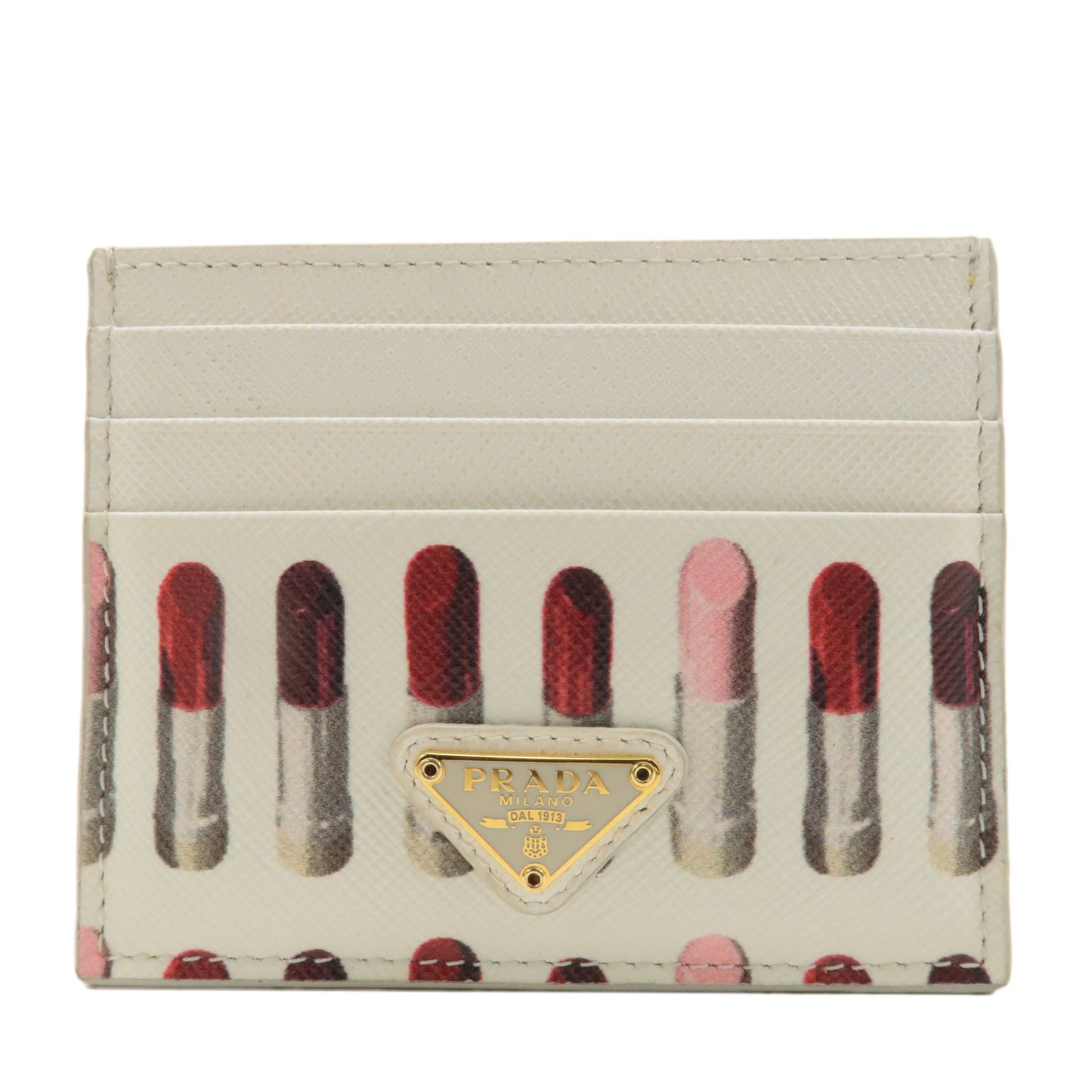 PRADA Saffiano Leather Lip Design Card Case White 1MC025