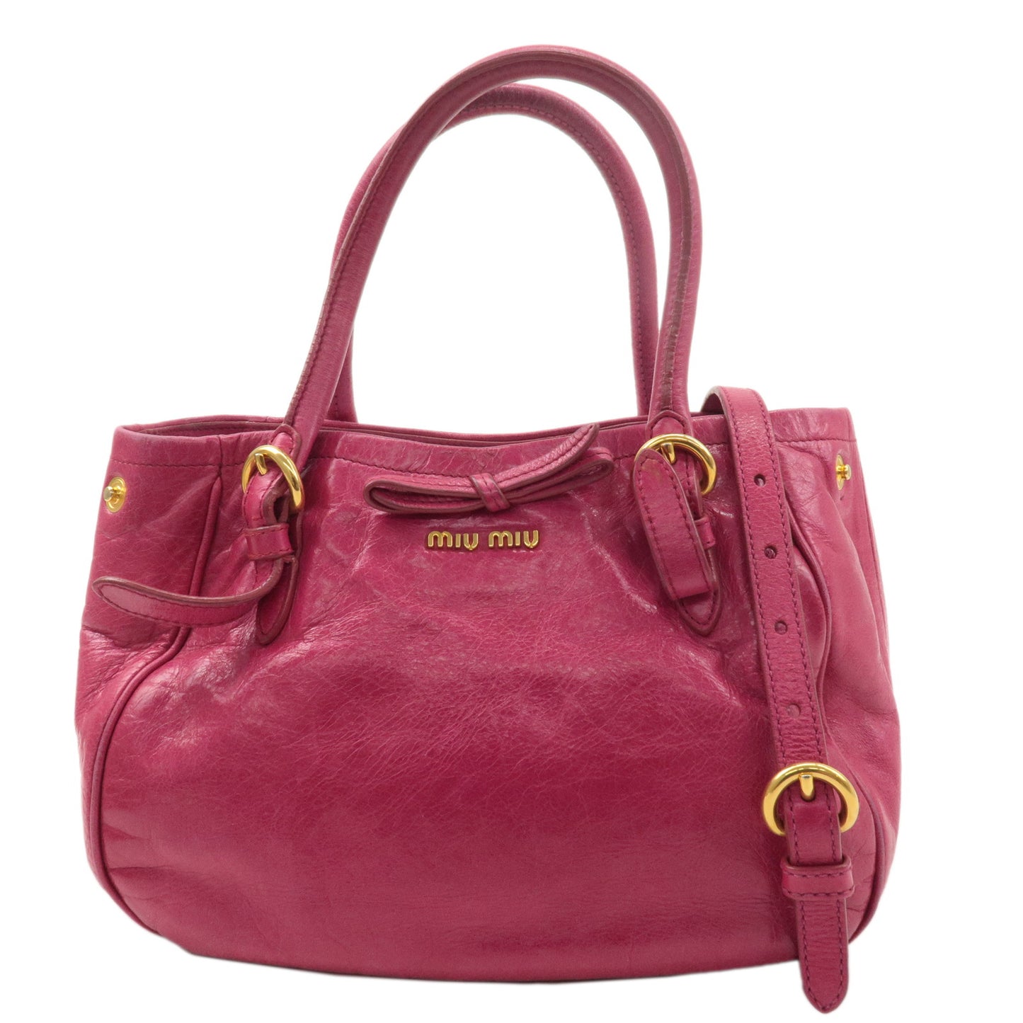 MIU MIU Leather 2WAY Bag Hand Bag Shoulder Bag Pink