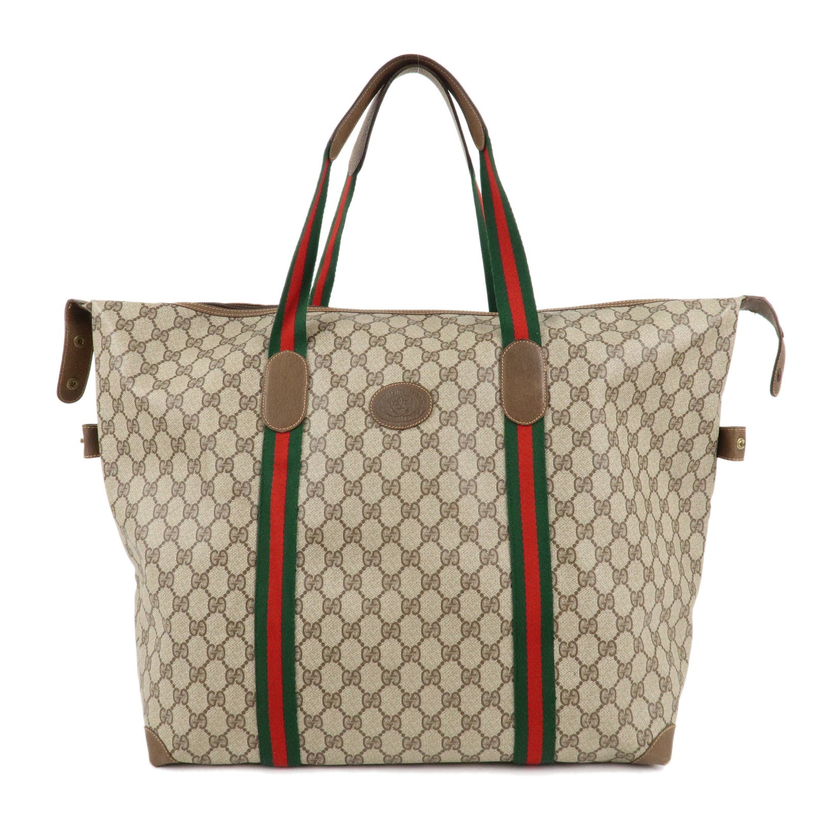 GUCCI-Old-GUCCI-Sherry-GG-Plus-Leather-Tote-Bag-Beige-89.19.012