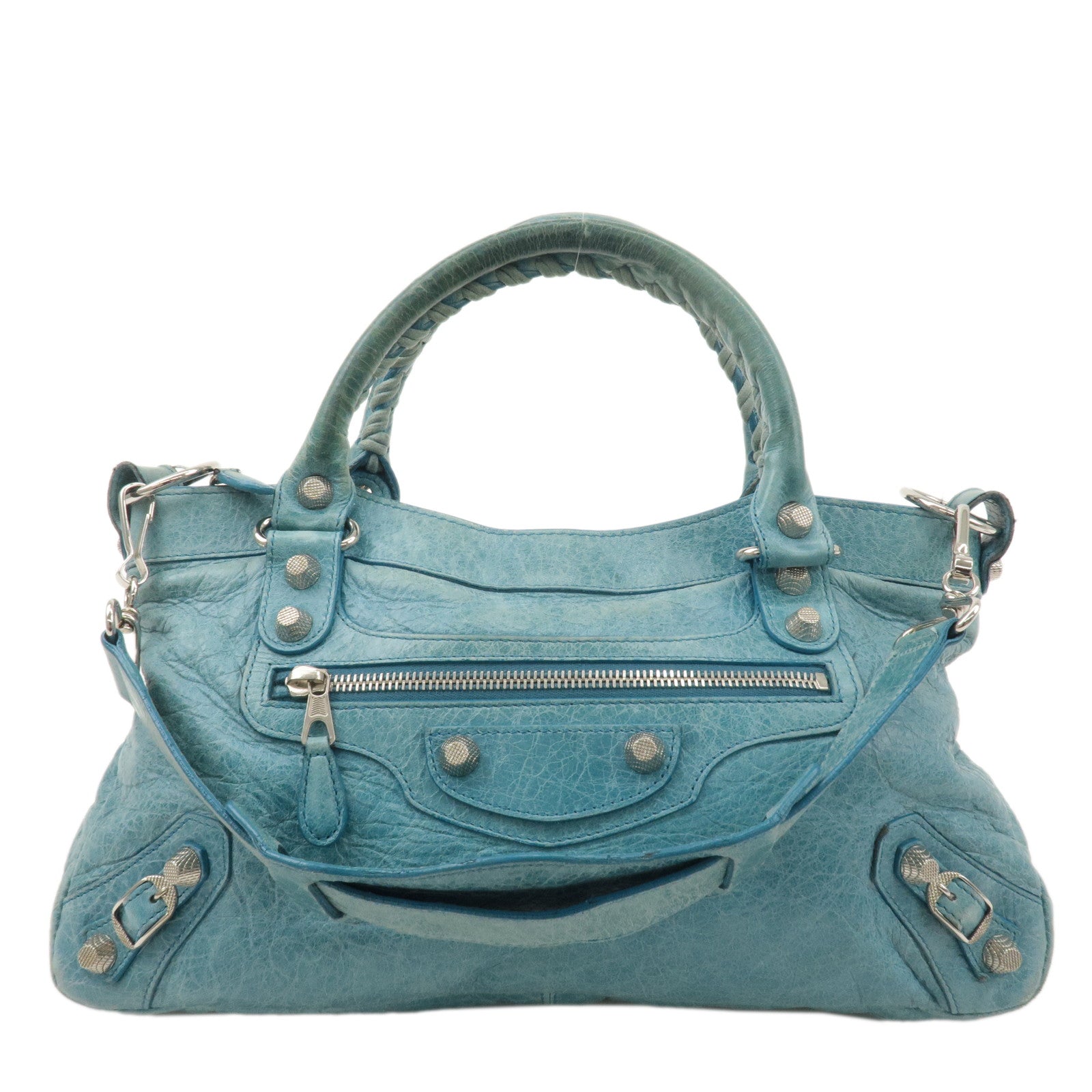 BALENCIAGA-The-Giant-First-Leather-2Way-Hand-Bag-Light-Blue-240577