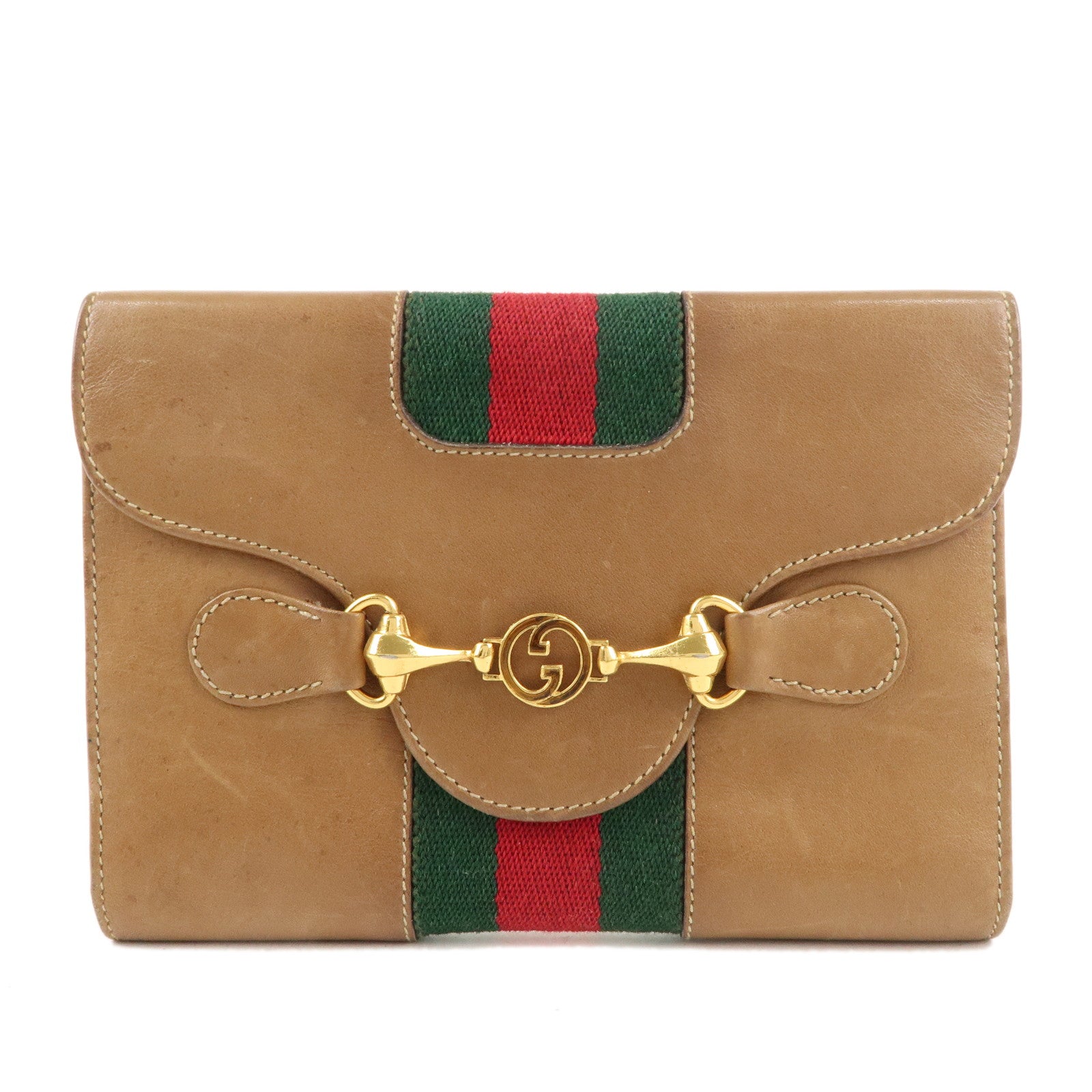 GUCCI Old Gucci Sherry Leather Trifold Wallet Beige