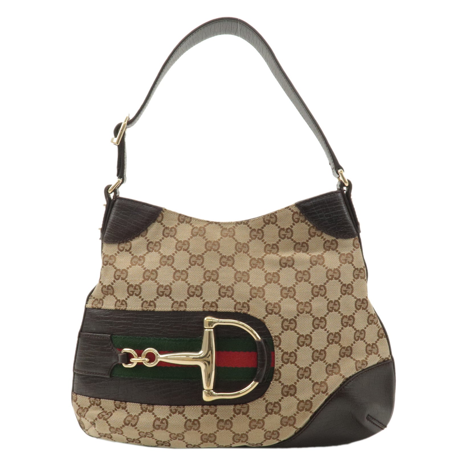 GUCCI-Sherry-Horsebit-GG-Canvas-Leather-Shoulder-Bag-137388