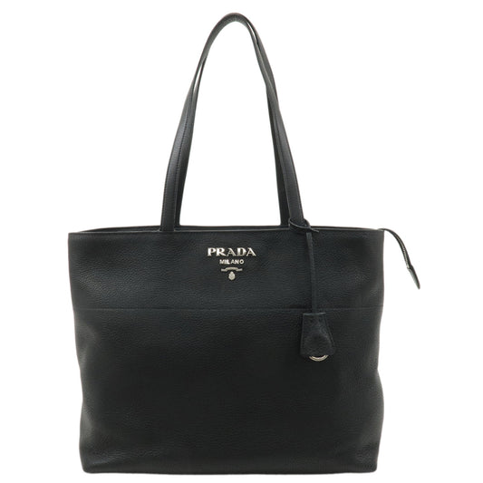 PRADA-Leather-Tote-Bag-Shoulder-Bag-Black-1BG203