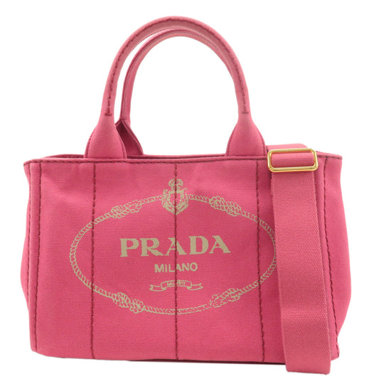 PRADA-Logo-Canapa-Mini-Canvas-2Way-Shoulder-Bag-Pink
