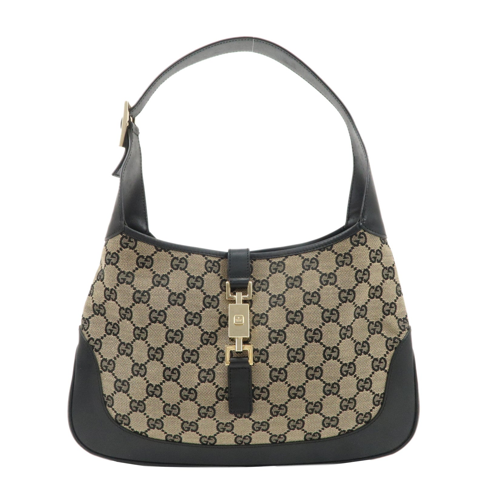 GUCCI-Jackie-GG-Canvas-Leather-Shoulder-Bag-Beige-Black-001.3306