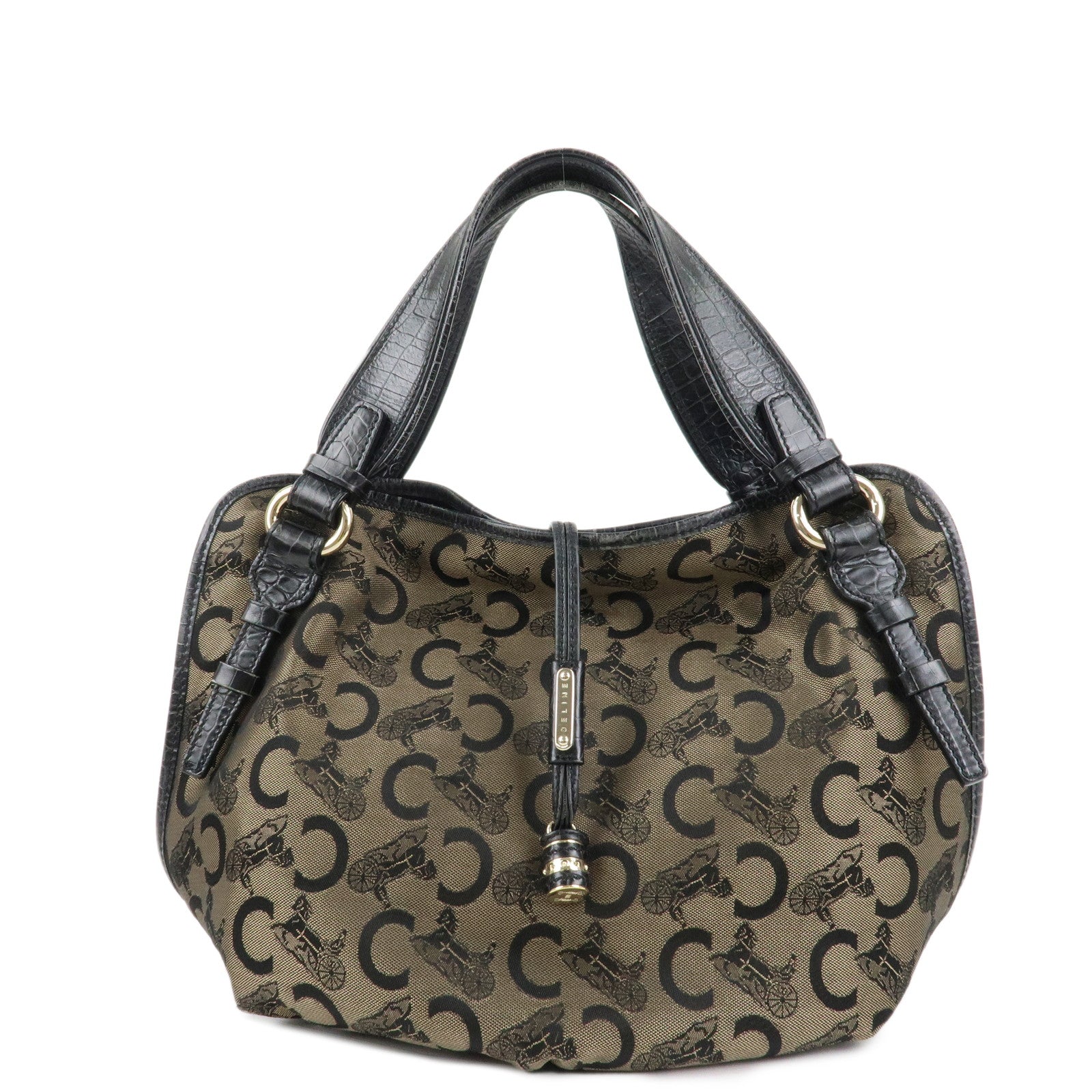 CELINE-C-Macadam-Canvas-Embossed-Leather-Bittersweet-Shoulder-Bag