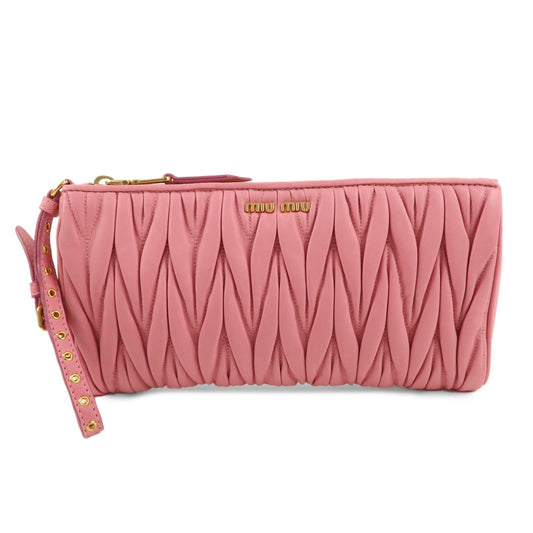 MIU-MIU-Matelasse-Leather-Pouch-Clutch-Bag-Pink-5N1455