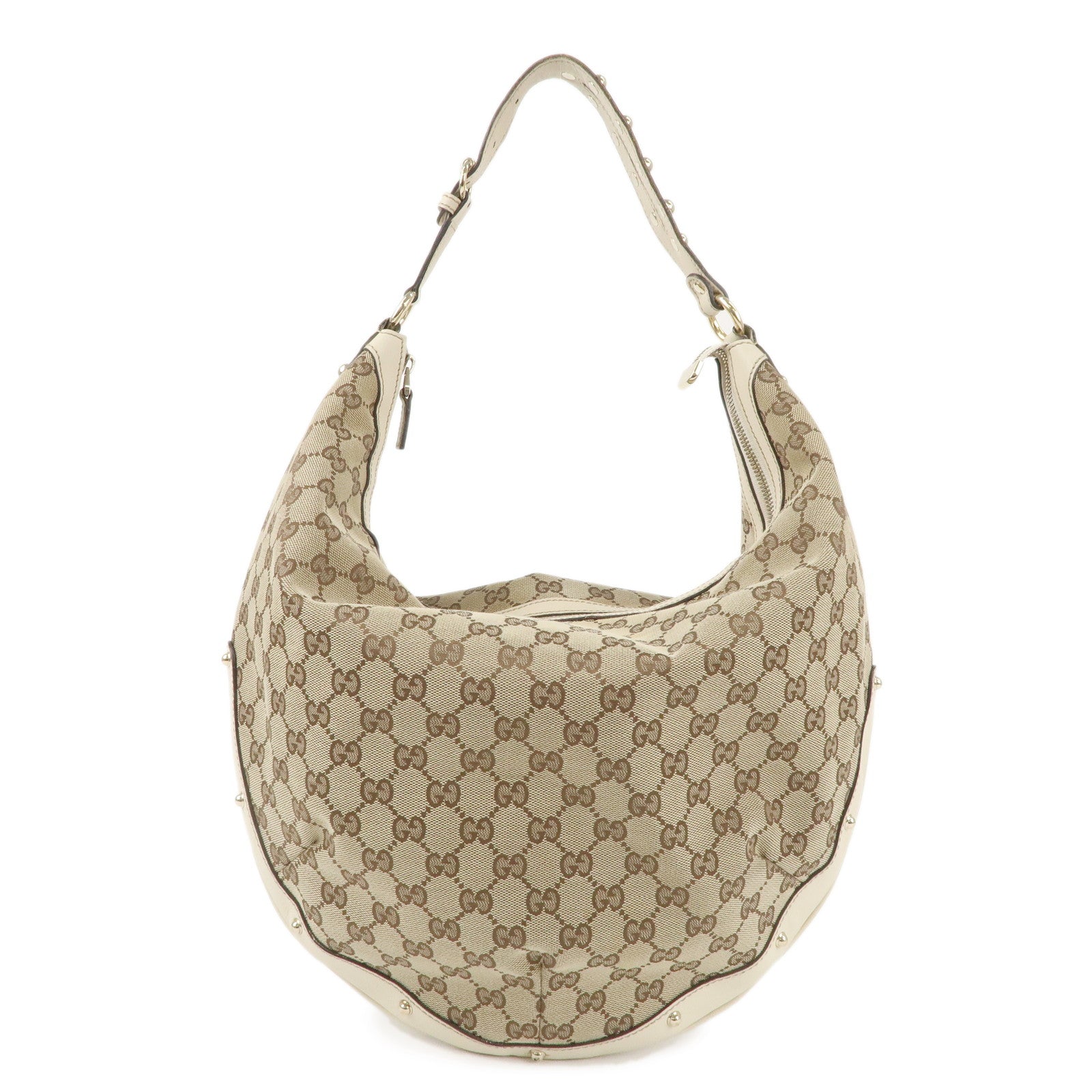 GUCCI-GG-Canvas-Leather-Shoulder-Bag-Beige-Ivory-159406