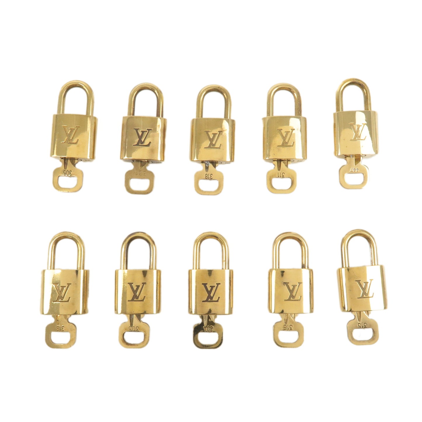 Louis Vuitton Set of 10 Lock & Key Cadena Key Lock Gold