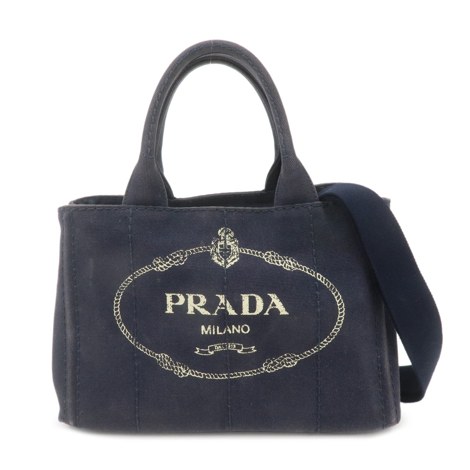 PRADA-Canapa-Mini-Canvas-2Way-Bag-Shoulder-Bag-Navy-1BG439