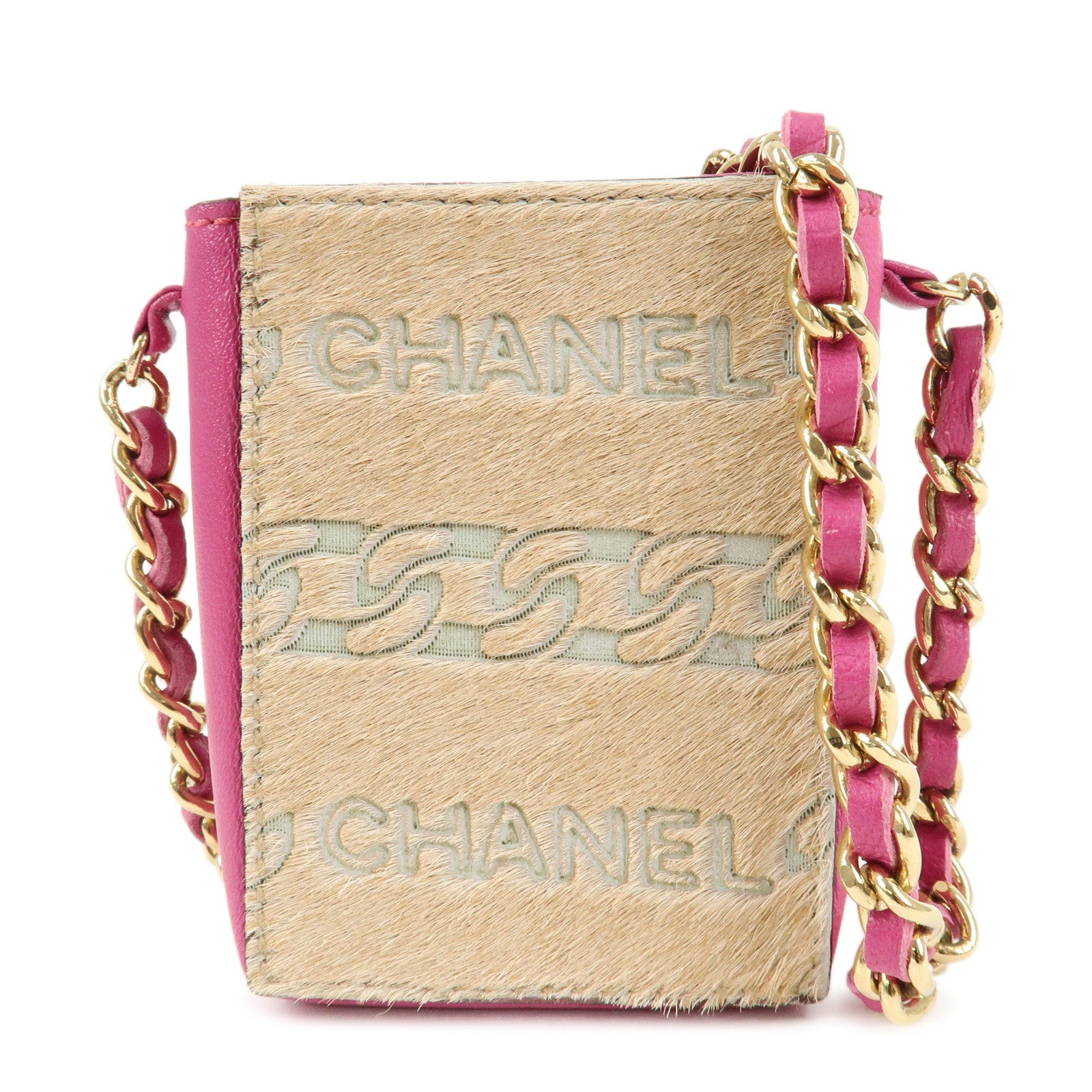 CHANEL-Unborn-Calf-Lamb-Skin-Chain-Shoulder-Cigarette-Case