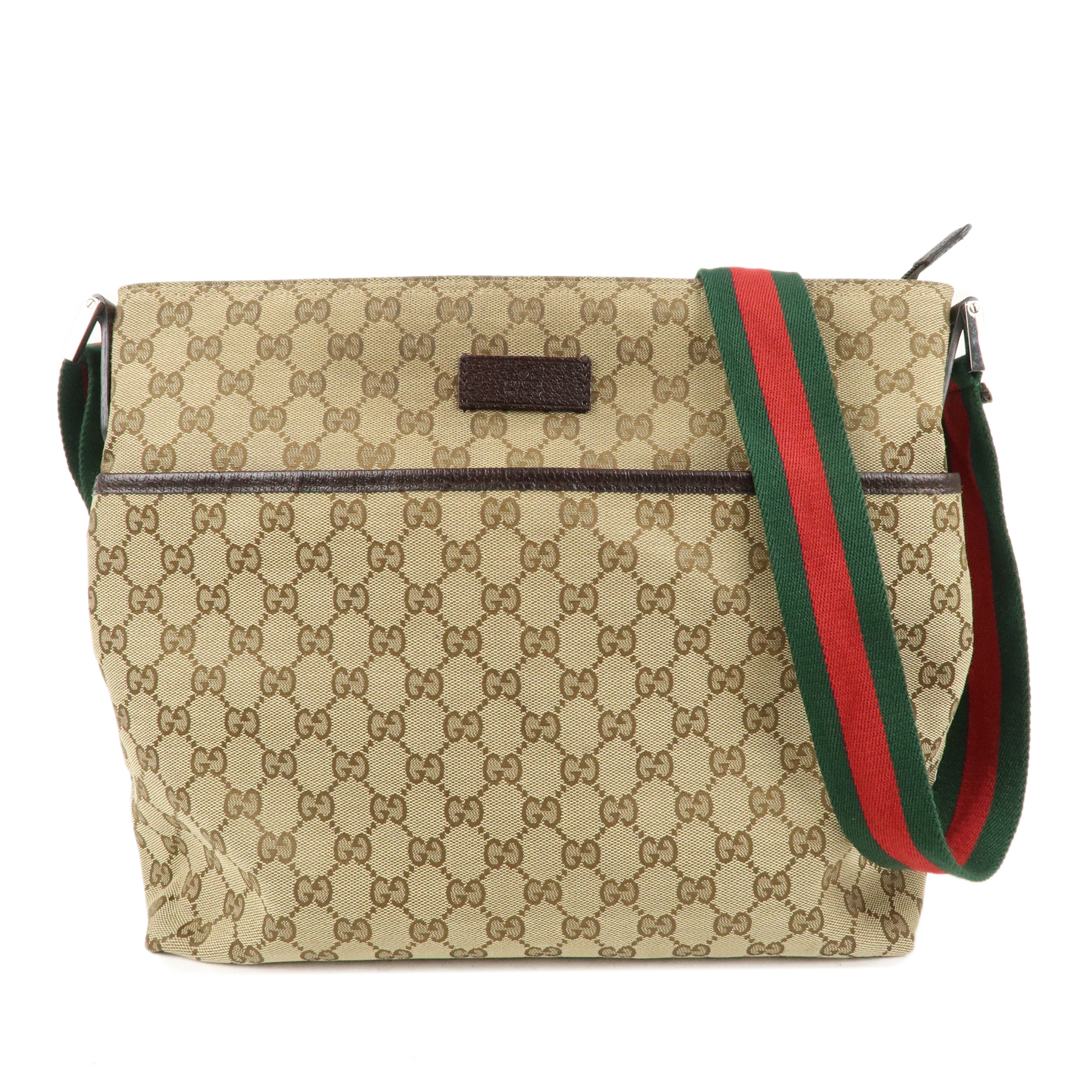 GUCCI Sherry Line GG Canvas Leather Shoulder Bag Beige 189751