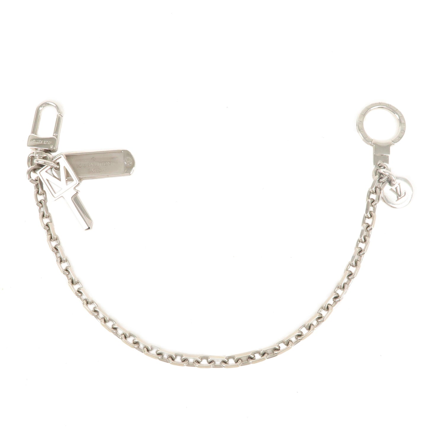 LOUIS-VUITTON-Porte-Cles-Chenne-V-Square-Bag-Charm-SIlver-M61994