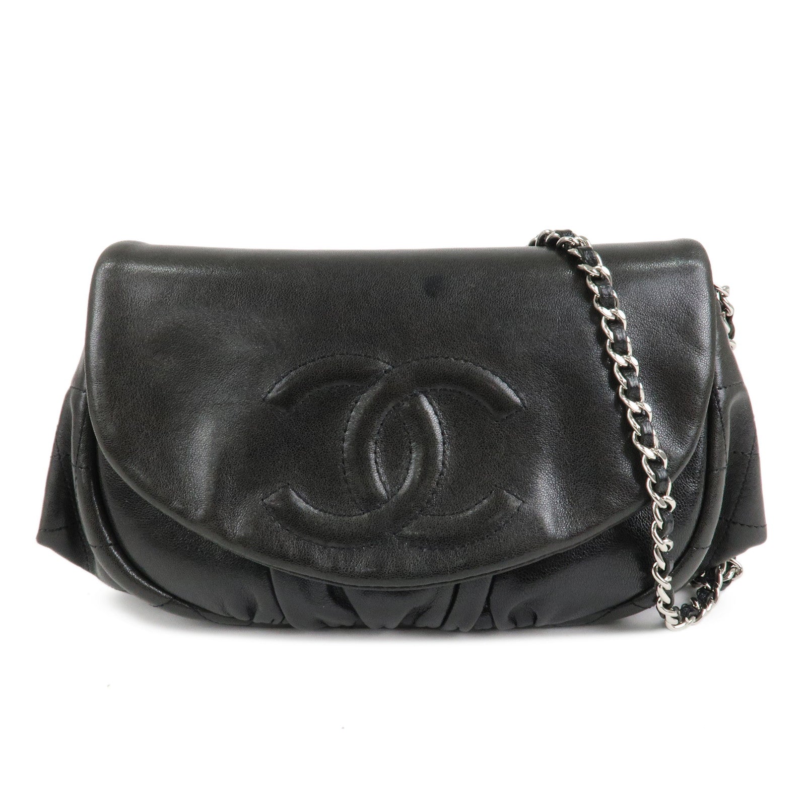 CHANEL-COCO-Mark-Lamb-Skin-Half-Moon-Chain-Shoulder-Bag-A40033