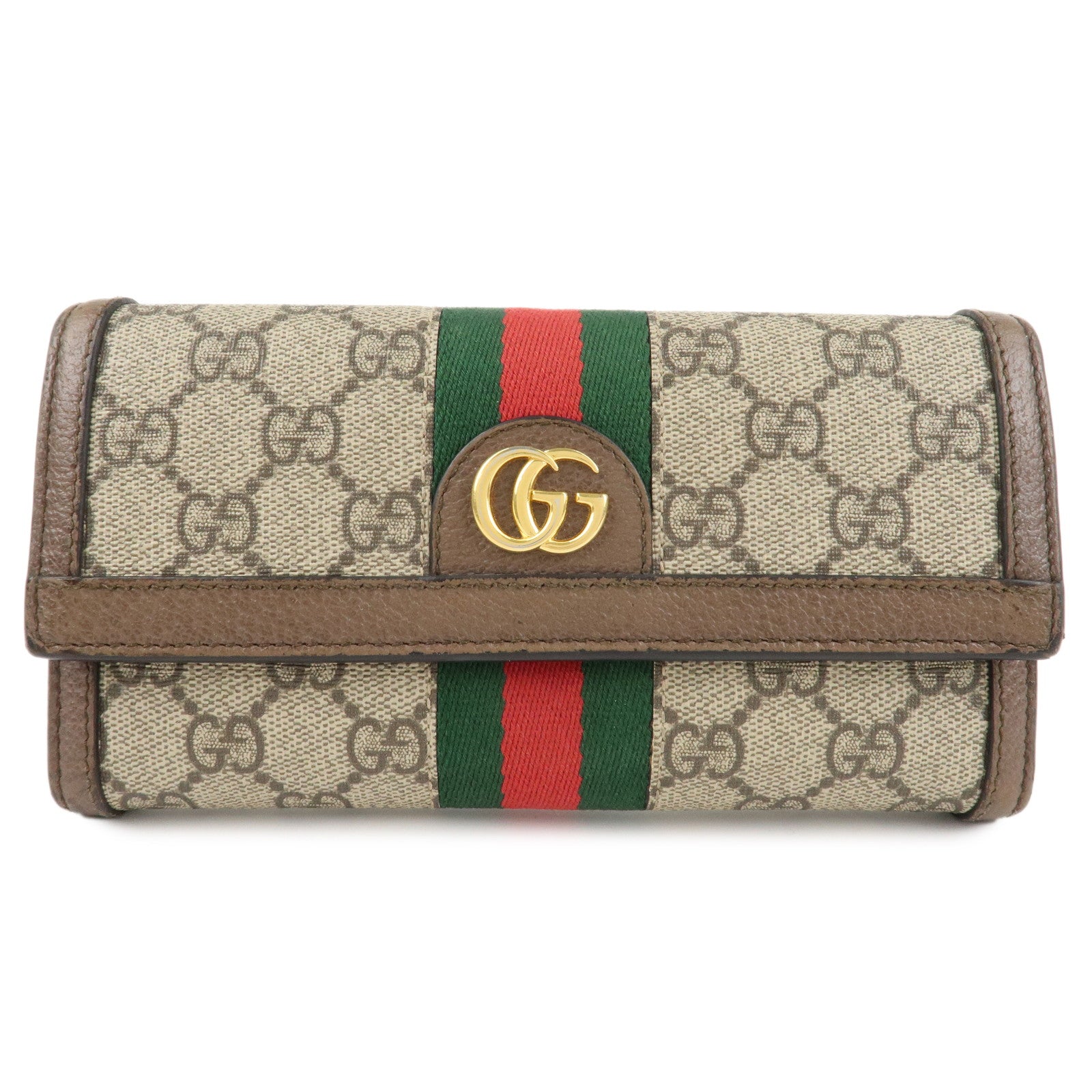 GUCCI-Ophidia-Sherry-GG-Supreme-Leather-Bi-fold-Long-Wallet-523153