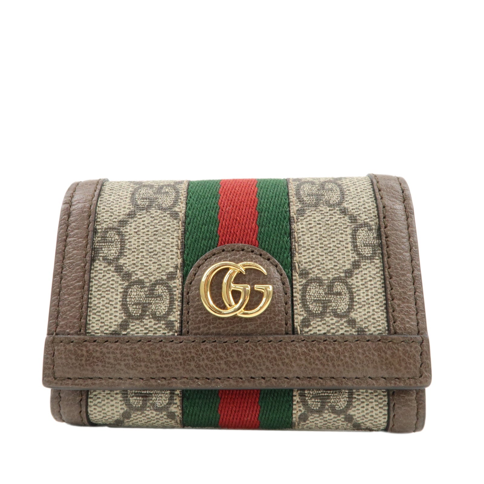 GUCCI Ophidia GG Supreme Leather Tri-Fold Compact Wallet 644334 Used